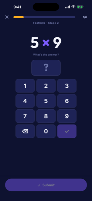 A times-tables round with a number pad